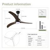 (Same SKU W1592P176977 ) 52" Ceiling Fan, Indoor Outdoor Ceiling Fan With Light with Remote Control, W1592P268338