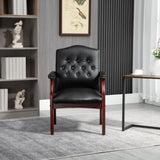 ZNTS Leather Reception Guest Chairs W/Padded Seat and Arms Ergonomic Mid-Back Office Executive Side Chair W133356881