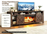 Rotten Wood Finish Fireplace TV Stand, 147.5*39*76cm, Embossed Particle Board with Melamine Foil, 46705287