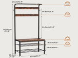 Hall Tree with Bench and Coat Rack, Entryway Bench with Storage and Hooks, 4-in-1 Coat and 99124789