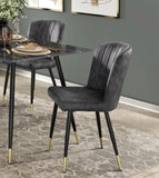 Modern Design Home Furniture Chairs Set of 2, Charcoal-hued Velvet Upholstery Channel Tufting Black B011P199726