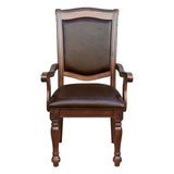 Traditional Style Dining Armchairs Set of 2pc Upholstered Seat Brown Cherry Finish Wooden Furniture B011122273