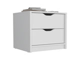 Double Drawer Nightstand 19"H, Bedside Table, White B097133026
