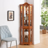 Curio Lighted Glass Display Curio w/Tempered Glass Doors and Shelves, Crown Corner W2275P178902