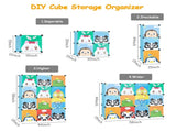 4-Layer 12-Grid 2-Hanging Rod Magic Cube Wardrobe, Plastic Steel Wire Material with Animal 30978440