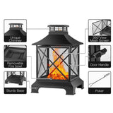 ZNTS 24" Pagoda-Style Steel Wood- Pit with Log Grate and Poker - Black High-Temperature Paint W2127P150072