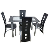 ZNTS 5 Pieces Dining Table Set for 4, Kitchen Room Tempered Glass Dining Table, 4 Chairs, Black,Table 03640363