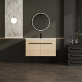 LEVISTAR Oak 36 Inch Bathroom Vanity with resin Countertop Sink, 2 Doors Bathroom Cabinet Set W1972P165045