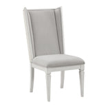 ZNTS ACME Katia Side Chair , Light Gray Linen & Weathered White Finish DN02274