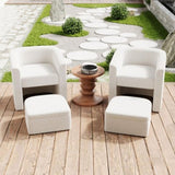 Accent chair white sofa chair one set, modern living room side chair, single sofa chair, footstool W1727P240730