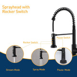 Premium Stainless Steel Pull-Out Kitchen Faucet with Flexible Spray Head for Effortless Sink Tasks T3609P347454