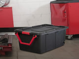 40 Gallon Durable Plastic Storage Tote with Latching Lid and Pull Handle, Black, 2 Pack 51853524