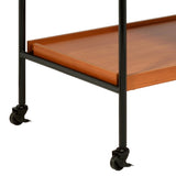Honey Oak and Black Serving Cart with Stemware Rack B062P184582