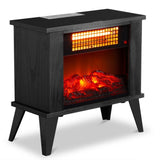 ZNTS 15" Electric Fireplace Heater, Freestanding Wooden Fireplace Stove with 3D Realistic Flame, Overheat 00157505