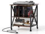 Record Player Stand with Charging Station, 3-Tier Adjustable Shelf Rolling Turntable Stand 18451643