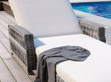 Outdoor Long Reclining Chaise, Wicker Lounge with Armrests, Patio Adjustable Recliner with Soft 81501367