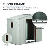 8ft x 4ft Outdoor Metal Storage Shed With window and metal foundation White W54071039