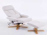 Beige Fabric Upholstered Heated Massage 360&deg Swivel Accent Chair, Chair with ottoman, Ergonomic W3248P464442