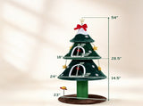 54 Christmas Cat Tree Tower, Holiday Tree Shaped Cat Furniture with 2 Washable Plush Condos, 00374784