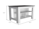 Rockaway 3-Shelf Kitchen Island White and Onix B06280050