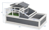 3-Room Tortoise House Habitat with Turf Balcony & 2 Stories, Indoor/Outdoor Wooden Tortoise W2831P241979