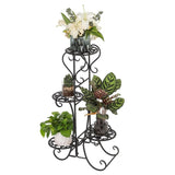 ZNTS 4 Potted Rounded Flower Metal Shelves Plant Pot Stand Decoration for Indoor Outdoor Garden Black 69287047