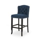 Vienna Contemporary Fabric Tufted Wingback 31 Inch Counter Stools, Set of 2, Navy Blue and Dark 64856.00NBLU