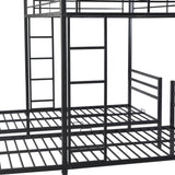 ZNTS Full over Twin&Twin Size Bunk Bed with Built-in Shelf, Black 81812527