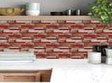 12-Piece Set of Retro Red Shaped Wood-Grain Self-Adhesive Wallpaper 85861440