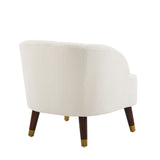 Upholstered Barrel Accent Chair With Wooden Legs N768P175907W