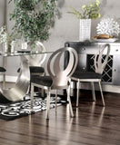 ZNTS Contemporary Style Silver Metal Frame 2pc Dining Chairs Black Microfiber Seat Cushion Dining Room B011P232974