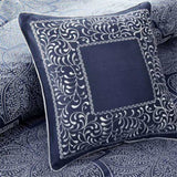 8 Piece Jacquard Comforter Set Navy Cal King B03596805