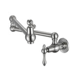 Pot Filler Faucet - Wall Mount Kitchen Sink Faucet Folding Stretchable with Single Hole Two Handles W124365377