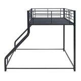 ZNTS Metal Floor Bunk Bed, Twin XL over Queen, Black MF309470AAB