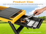 Foldable Portable Charcoal BBQ Grill with Dual Foldable Side Shelves, Stainless Steel Cooking Grate 21367246