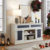 Embossed Pattern TV Stand, TV and Media Console with Open and Closed Storage Space and sliding door W1758P231682