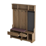 Multi-purpose Hallway Hall Tree with Removable Linen Cushioned Entryway Bench, Coat Rack, Storage W757P196819