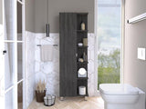 Urano Mirror Linen Cabinet, Four Interior Shelves, Five External Shelves -Smokey Oak B07091990