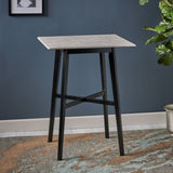Modern Bar Height 42" Dining Table, Rubberwood Legs and Laminate Table Top, Gray Finish, Black 65503.00CEM