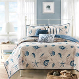 Brushed Microfiber Quilt Set with Throw Pillows Blue Full/Queen B03597484