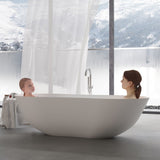 67" Freestanding Solid Surface Bathtub, Stone Resin Freestanding Bath Tub with Overflow and Pop-up W1573P225099