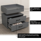 1 Set Nightstand with Adjustable LED Strip Light, 2-drawers, Large Storage Space, Suitable for W368P239007