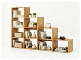 Natural Stepped 10-Cube Open Bookshelf 4-Tier Engineered Wood Storage Display Rack with Anti-Tipping 45719798