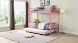 ZNTS METAL Bunk Bed with trundle Pink W311P256413