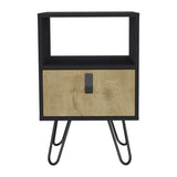 Huna Nightstand, Stylish Storage with Hairpin Leg, Open Shelf and Drawer B070P173218