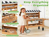 2-in-1 Wooden Kids Tool Bench & Rolling Cart Pretend Play Workshop Toy for Toddlers Age 3 72208731