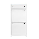ON-TREND Functional Entryway Organizer with 2 Flip Drawers, Wood Grain Pattern Top Shoe Cabinet with WF308547AAK