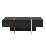 ON-TREND 47.2'' x 31.4''Minimalist High Gloss Coffee Table with 2 Drawers, Multi-Storage Rectangle N721P180693B