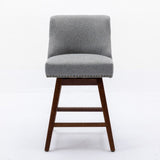 Counter Height Swivel Barstools, 26'' H Seat Height Upholstered Bar Stools Set of 2, Fabric in Gray W1143P151491