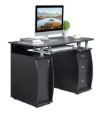 115* 55*74cm 15mm MDF Portable 1pc Door with 3pcs Drawers Computer Desk Black 47232081
